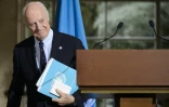 L'émissaire spécial de l'ONU pour la Syrie Staffan de Mistura après une réunion à Genève sur la Syrie, le 18 avril 2016 