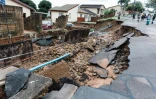 Une route effondrée à Durban, le 12 avril 2022