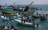 Des bateaux de pêche palestiniens prennent la mer le 29 mai 2018 depuis le port de Gaza 