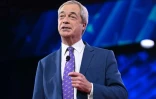 Le britannique Nigel Farage donne un discours à la convention CPAC, à National Harbor, près de Washington, le 21 février 2025