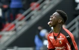 L'attaquant de Rennes Ousmane Dembélé exulte après son but face à Nantes au Roazhon Park , le 6 mars 2016