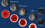 Image fournie par la revue scientifique Nature le 23 mars montrant l'évolution des pôles de la Lune 2016 