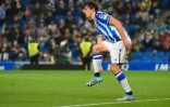 Robin Le Normand avec la Real Sociedad face au Betis Séville au stade Anoeta à San Sebastian on Ap, le 15 avril 2022