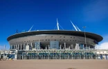 Le Gazprom Arena stadium, le 2 avril 2021 à Saint-Petersbourg, où devait se dérouler la finale de la Ligue des Champions, le 28 mai 2022, avant d'être délocalisée au Stade de France à Saint-Denis, en raison de l'invasion de l'Ukraine par la Russie