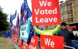 Des manifestants en faveur du Brexit devant le Parlement à Londres le 9 septembre 2019