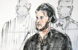 Croquis d'audience réalisé le 8 septembre 2021 montrant  Salah Abdeslam au procès des attentats du 13 novembre 2015 à Paris