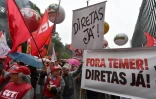 Une manifestation contre le président brésilien Michel Temer, à Sao Paulo au Brésil le 21 mai 2017