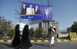 Affiche électorale du président Ashraf Ghani (au centre), candidat à un nouveau mandat, le 11 septembre 2019 à Kaboul