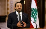 Le Premier ministre libanais Saad Hariri s'adresse aux Libanais manifestant contre la corruption Ă Beyrouth, le 18 octobre 2019