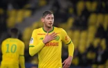 L'attaquant argentin Emiliano Sala, sous le maillot nantais, face Ă Montpellier le 9 janvier 2018 Ă La Beaujoire