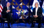 Le président américain Joe Biden (gauche) et le Premier ministre israélien Benjamin Netanyahu, le 18 octobre 2023 à Tel Aviv
