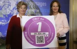 La ministre de l'Ecologie, Segolene Royal présente la vignette "Crit'Air", le 5 janvier à Paris