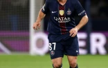 Le milieu de terrain portugais du PSG, Joao Neves, lors du match contre Monaco mercredi au Parc des Princes en barrage retour de la Ligue des champions. "On va apprendre de nos erreurs", a-t-il promis 
