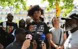 Assa Traoré, soeur d'Adama Traoré, lors d'une marche à la mémoire de son frère, sept ans après sa mort, le 8 juillet 2023 à Paris