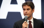 Le patron du parti Renaissance, Gabriel Attal, à Charleroi, en Belgique, le 1er mai 2025