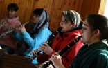 Les musiciennes de "Zohra", le premier orchestre 100% féminin d'Afghanistan, le 8 janvier 2017 en répétition à l'Institut national de musique à Kaboul