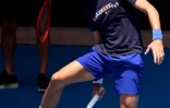 Le Serbe Novak Djokovic Ă l'entrainement Ă Melbourne le 12 janvier 2022