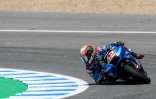 L'Espagnol Alex Rins sur Suzuki lors du GP d'Espagne de MotoGP, le 1er mai 2022 à Jerez de la Frontera