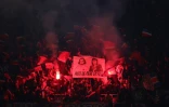 Banderole insultante de supporters du PSG visant l'ancien joueur du club Adrien Rabiot, et sa mère, lors du Classique face à l'OM, le 16 mars 2025 au Parc des Princes