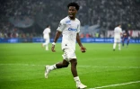 Le milieu de terrain de Marseille Angel Gomes après son but égalisateur contre le PSG, le 20 septembre 2026 au Vélodrome