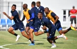 Séance d'entraînement ludique pour les joueurs du Panama au stade olympique de Sotchi, le 17 juin 2018, avant le match contre la Belgique