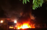 Le Port - Mercredi 22 février 2012 - Des émeutiers ont mis le feu à des voitures à l'intérieur de la concession Peugeot (Photo D.R)