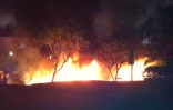 Le Port - Mercredi 22 février 2012 - Des émeutiers ont mis le feu à des voitures à l'intérieur de la concession Peugeot (Photo D.R)