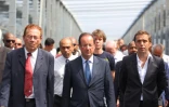 Dimanche 1er avril 2012 - François Hollande, candidat du PS pour la présidentielle, visite la ferme photovoltaïque du Gol à Saint-Louis (Photo www.image-reunion.re)