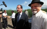 Dimanche 1er avril 2012 - François Hollande, candidat du PS pour la présidentielle, visite la ferme photovoltaïque du Gol à Saint-Louis (Photo www.image-reunion.re)