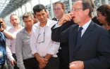 Dimanche 1er avril 2012 - François Hollande, candidat du PS pour la présidentielle, visite la ferme photovoltaïque du Gol à Saint-Louis (Photo www.image-reunion.re)