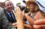 Dimanche 1er avril 2012 - François Hollande, candidat du PS pour la présidentielle, visite la ferme photovoltaïque du Gol à Saint-Louis (Photo www.image-reunion.re)