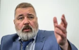Le journaliste russe Dmitri Mouratov, prix Nobel de la paix 2021, lors d'une conférence de presse à Genève (Suisse), le 3 mai 2022