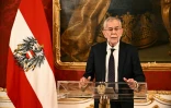 Le président autrichien Alexander van der Bellen tient une conférence de presse, le 12 février 2025 à Vienne