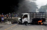 Une camionnette brûlée lors de protestations anti-gouvernement à Masaya au Nicaragua, le 15 mai 2018