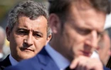 Gérald Darmanin et Emmanuel Macron lors d'une visite à la cité de La Castellane, le 19 mars 2024 à Marseille