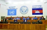 Les juges des Chambres extraordinaires des tribunaux cambodgiens (CETC) lors du jugement en appel du dernier haut dirigeant khmer rouge Khieu Samphan, le 16 août 2021 à Phnom Penh 