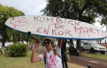 Saint-Denis - Jeudi 26 juillet 2012 - Rassemblement de surfeurs devant la préfecture pour demander des mesures de protection contre les requins