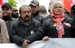 Le secrétaire général de la CGT Philippe Martinez en tête de cortège, à Paris le 9 mai 2019