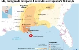 Ida, ouragan de catégorie 4 avec des vents jusqu'à 225 km/h