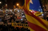 Manifestation pour la libération des leaders indépendantistes catalans Jordi Sanchez et Jordi Cuixart, le 16 janvier 2018 à Barcelone