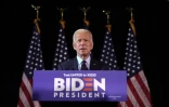 L'ancien vice-président américain Joe Biden, favori de la primaire démocrate, mardi à Wilmington