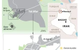 Carte de Tal Afar en Irak montrant les zones contrôlées par les forces en présence au 24 août.
