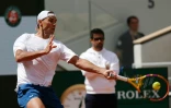 Rafael Nadal à l'entraînement avant le début du tournoi de Roland-Garros, le 21 mai 2024 à Paris