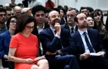 Edouard Philippe entouré d'Emmanuelle Wargon et Sébastien Lecornu, le 8 avril 2019 à Paris