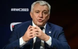 Claude Atcher, le patron du Mondial-2023, lors d'un point presse en marge du tirage au sort à Paris, le 14 décembre 2020 