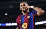 La recrue barcelonaise Gabriel Jesus fĂŞte son but contre Feyenoord, en Ligue des champions, le 9 septembre 2026 au Camp Nou