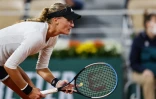 Kristina Mladenovic face à Laura Siegemund à Roland-Garros, le 29 septembre 2020