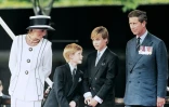 Le prince Charles, la princesse Diana et leurs enfants William et Harry lors d'une commémoration officielle le 19 août 1995