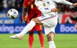 Lucas Hernandez au cours de la demi-finale de Ligue des Nations entre la France et la Belgique, le 7 octobre 2021 Ă Turin