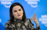 La cheffe de l'opposition bélarusse en exil, Svetlana Tikhanovskaïa, à Davos en Suisse le 19 janvier 2023